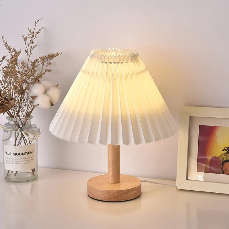 Nordic Pleated LED Table Lamp Foldable USB DIY Bedside Night Light Home Decor