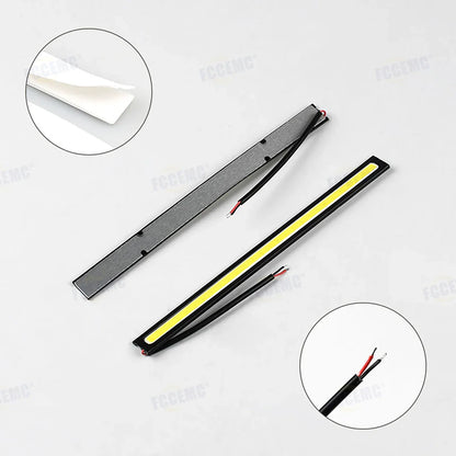 2pcs Ultra Thin LED Car COB Daytime Running Lights | Waterproof 12V Ambient Lamp Bar