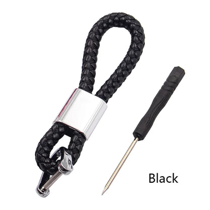 Handwoven Leather Car Keychain | Retro Horseshoe Buckle Key Ring