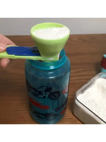 Protein Powder Funnel Spoon | 2-in-1 Measuring Scoop with Longer Handle