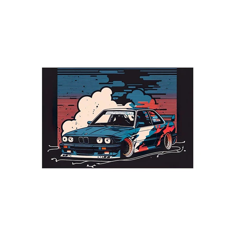 Voiture de sport E30, Graffiti de voiture de course de luxe, Art mural, Affiche imprimée sur toile HD, Décoration de maison, de salon, de chambre