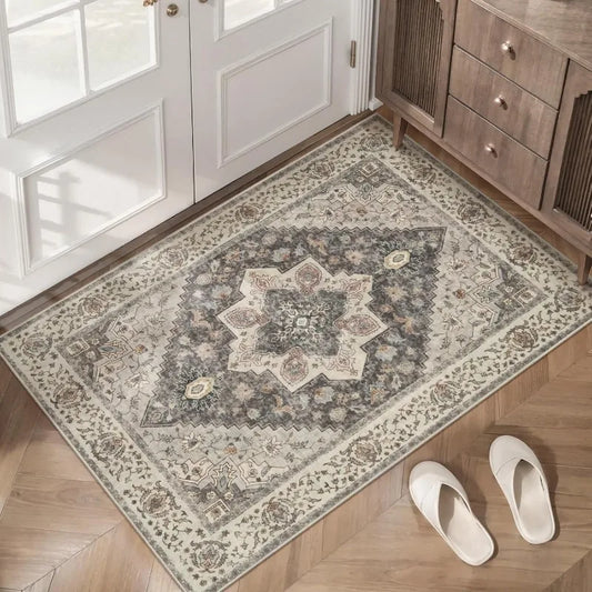Vintage Persian Style Doormat Soft Non-Slip Mat Indoor Outdoor Decor Entryway Rug Floral Geometric Pattern Welcome Carpet