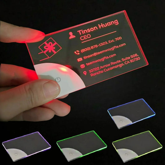 Multicolor LED Glowing Business Card Light Transparent Name Tag Board Battery Power DIY Gift for Husband Boyfriends Dady Gift