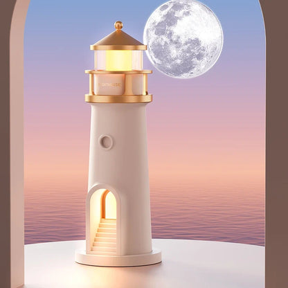 Moon Lamp Projection Lighthouse Night Light Bluetooth Music Remote Control Ambient Lamp