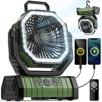 Outdoor Companion | Rechargeable Camping Fan with LED Light & Power Bank | 20,000mAh Battery for Extended Outdoor Comfort