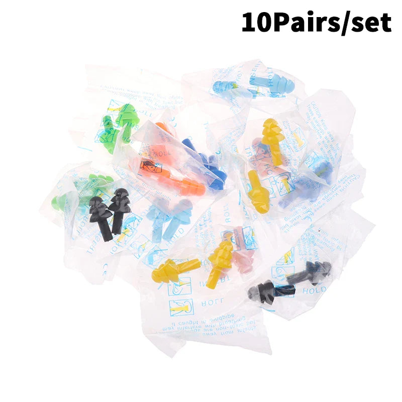 10 Pairs Silicone Anti-Noise Earplugs for Sleep Work Travel | Noise-Canceling Hearing Protection