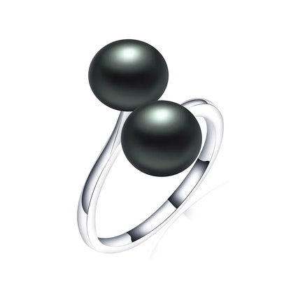 2026 New Arrival Black Natural Freshwater Pearl Ring | Adjustable 925 Sterling Silver Jewelry for Women Gifts