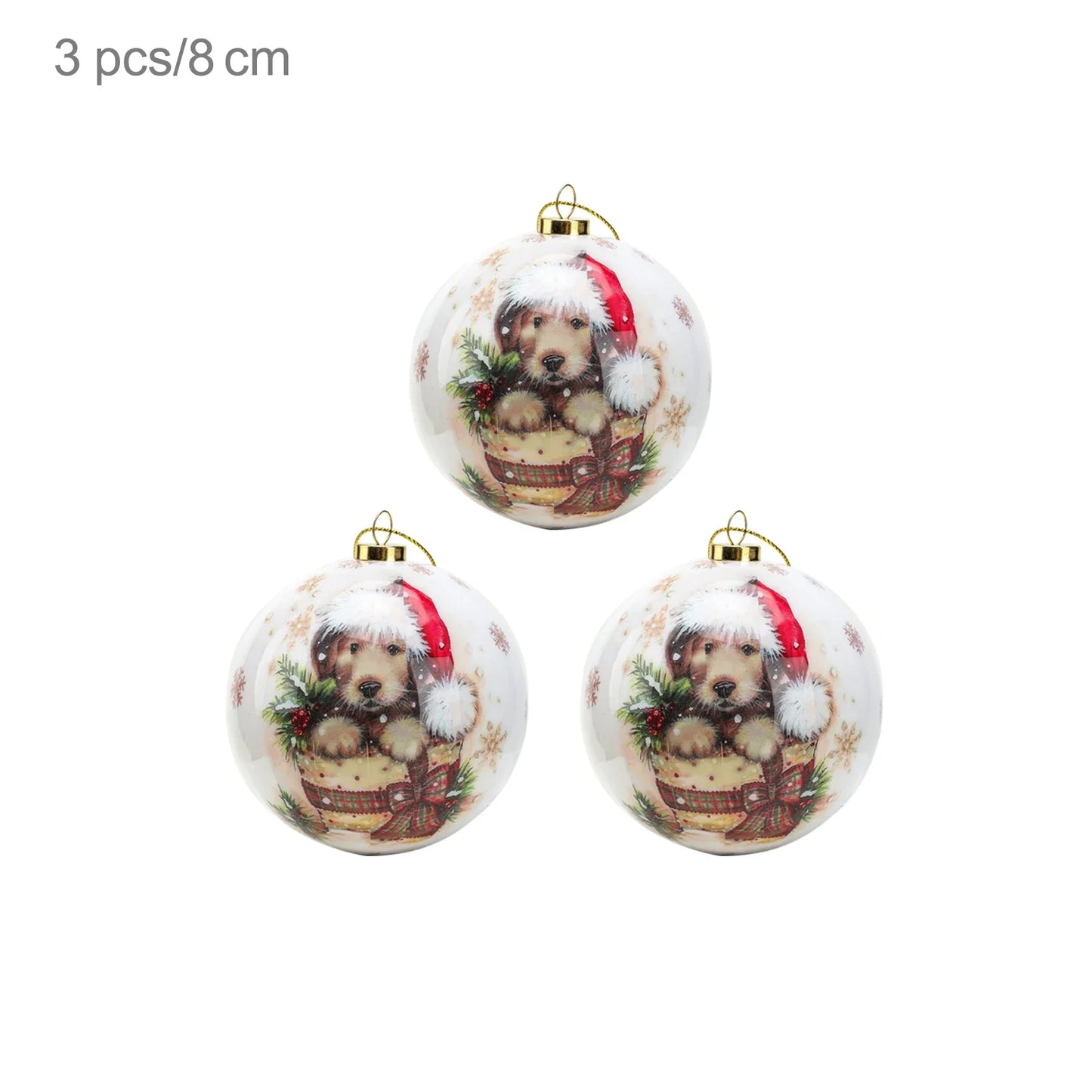 3 boules de Noël 8cm Cadeaux Originaux Décoration de Noël 2024 Décorations de Sapin de Noël Cadeau Pendentifs Boules