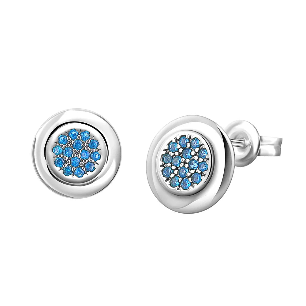 925 Silver Heart Stud Earrings | Pink Red Multi-Color Crystal Jewelry