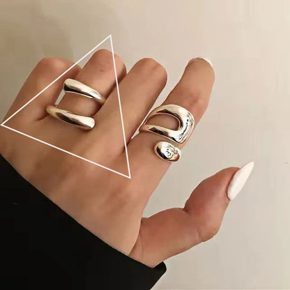 VENTFILLE 925 Sterling Silver Irregular Ring | Geometric Minimalist Jewelry for Women