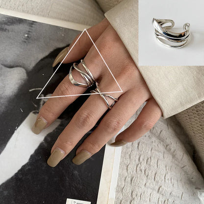 VENTFILLE 925 Sterling Silver Adjustable Rings | Vintage Hip Hop Couples Jewelry