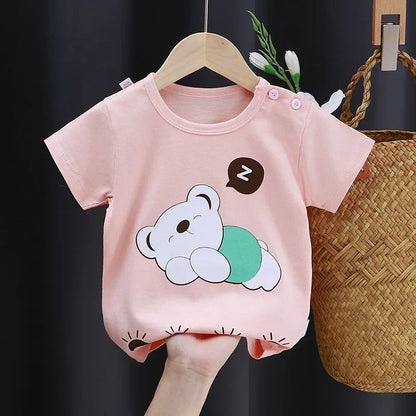 Kids Cartoon Cotton T-Shirt – Soft Summer Tee for Babies and Toddlers, Unisex Casual Top
