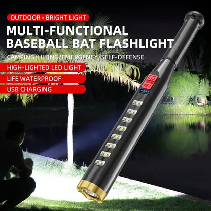 USB Rechargeable Telescopic LED Flashlight with COB Light for Outdoor Use