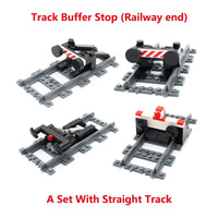 City Train Parts Buffer Stop Set | Railway Track End Model Compatible with 53401 Straight Track MOC RC Train Building Blocks