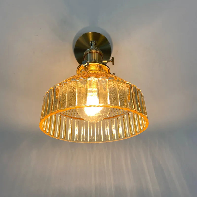 Green Glass Wall Sconce – Art Deco Light for Living Room, Hallway & Bedroom