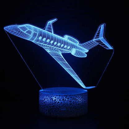 Airplane 3D LED Night Light | USB Illusion Bedside Lamp for Bedroom Decor