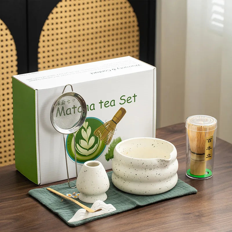 4/5/7pcs Matcha Set Ceramic Tea Bowl Traditional Japanese Tea Making Tools matcha- tea set tea- whisk bamboo matchas brush set