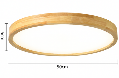 Nordic Solid Wood Round Ultra Thin LED Flush Mount Ceiling Light 18W
