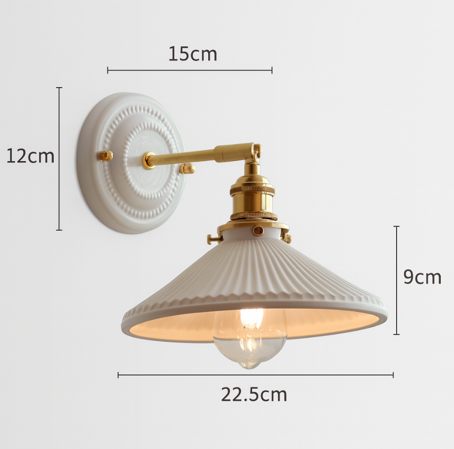 Vintage Japanese Ceramic Wall Lamp