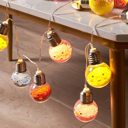 1PC Guirlande Lumineuse Boule Ampoule Noël 1.5M10LED, Arbre de Noël Souriant, Lampe Décorative, Fée Lumineuse pour Chambre, Fête d'Anniversaire