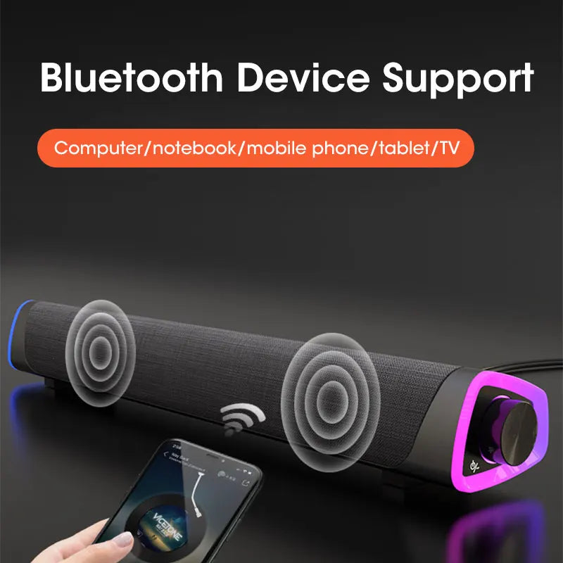 4D Computer Bluetooth Speaker Bar – Stereo Sound Subwoofer for PC, Laptop & Mac