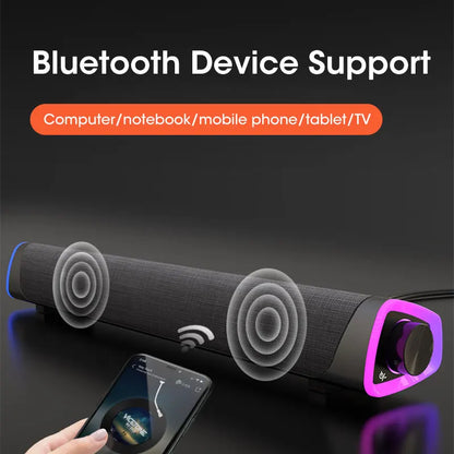 4D Computer Bluetooth Speaker Bar – Stereo Sound Subwoofer for PC, Laptop & Mac