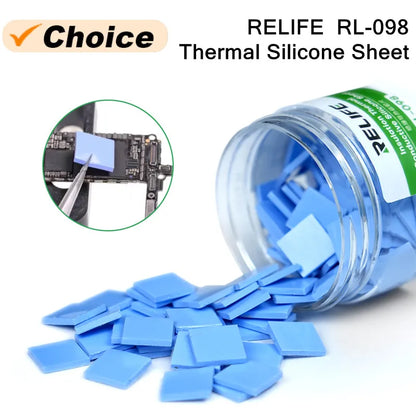 RELIFE RL-098 100PCS Pre-cut Thermal Pads for IC Chip | High Thermal Conductivity Silicone Sheet