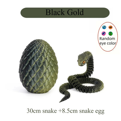 3D Printed Snake with Egg | Articulated Desktop Animal Decoration