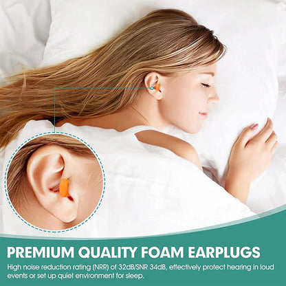 10 Pairs Soft Foam Ear Plugs for Sleeping Travel Noise Reduction | Tapered Comfort Earplugs