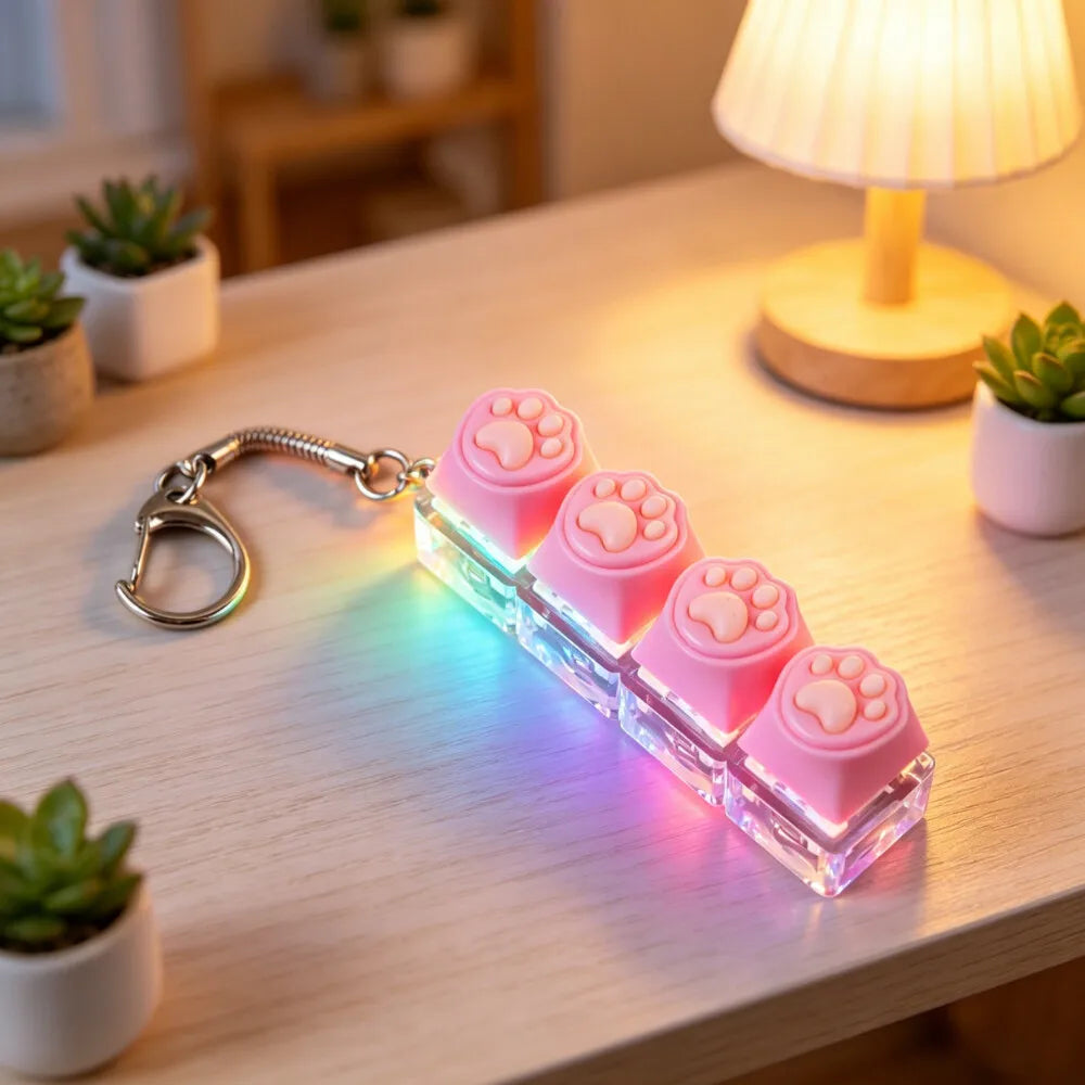 Crystal Clicker LED Keyboard Keychain | Stress Relief Fidget Toy for Adults and Kids