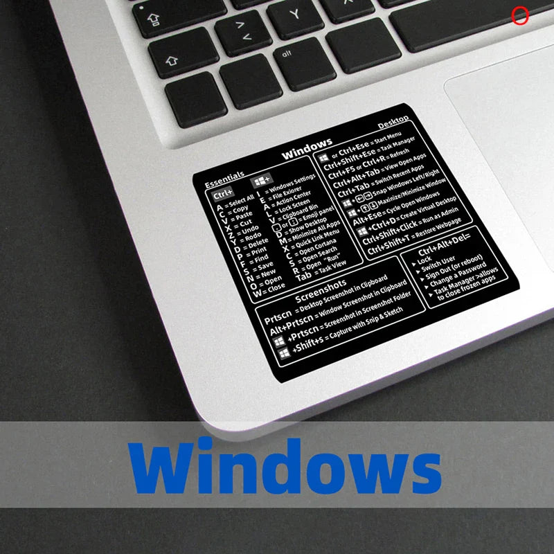 Windows PC Keyboard Shortcut Sticker | Quick Reference Decal for Laptop Desktop