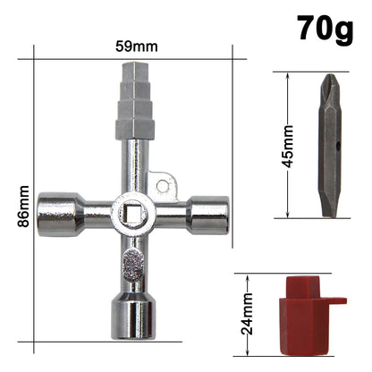 4in1 Silver Key Wrench Set | Electrical Elevator Control Cabinet Valve Inner Triangle Quadrangle Screwdriver Tool