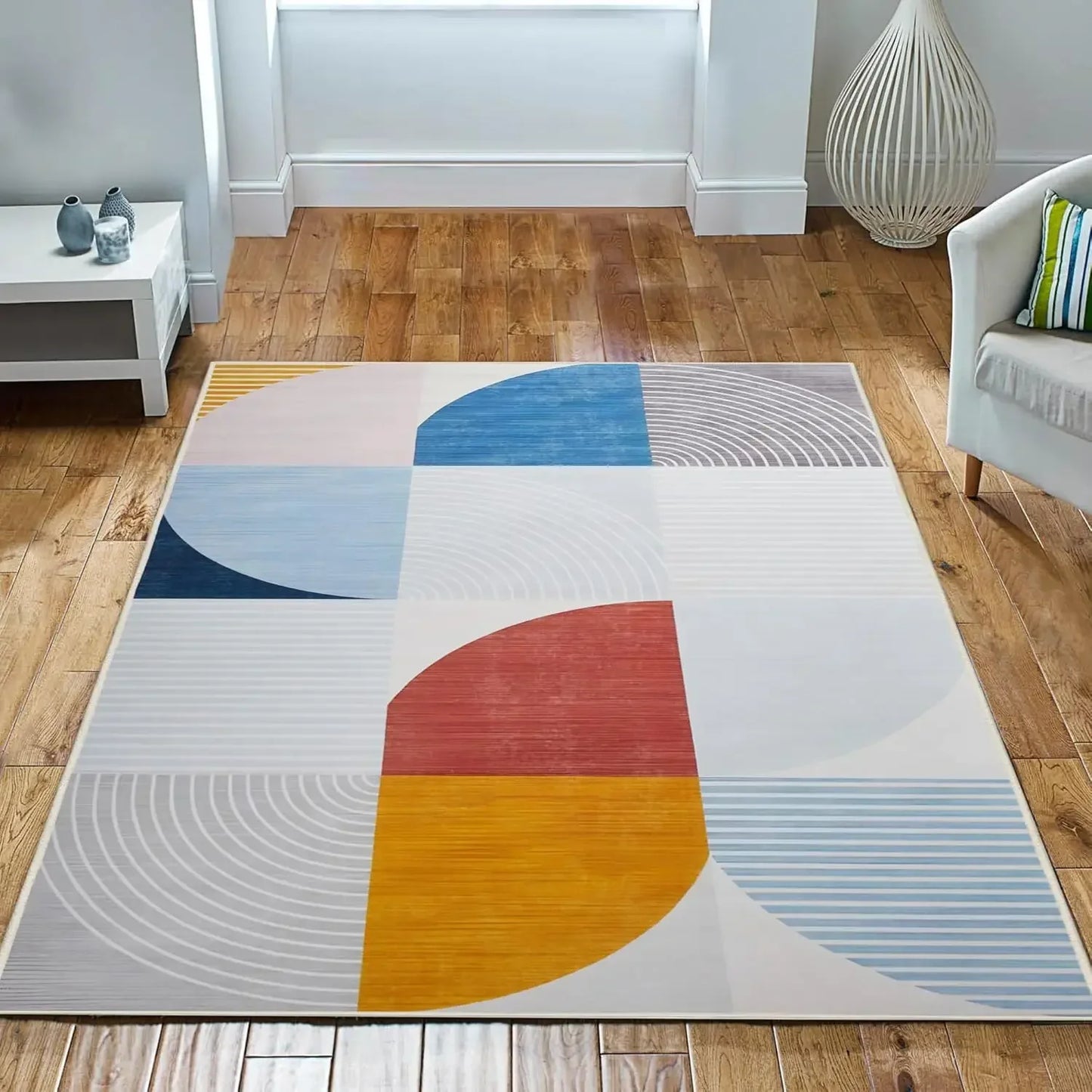 Tapis de salon VIKAMA de style géométrique, durable et antidérapant, pour canapé, table basse, chambre à coucher, décoration intérieure