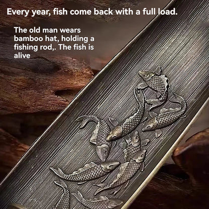 Fishing Old Man Boat Incense Burner | Metal Sandalwood Incense Holder for Home