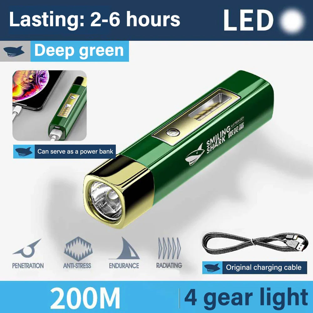 USB Rechargeable LED Flashlight 2 in 1 | Super Bright Mini Torch with Power Bank