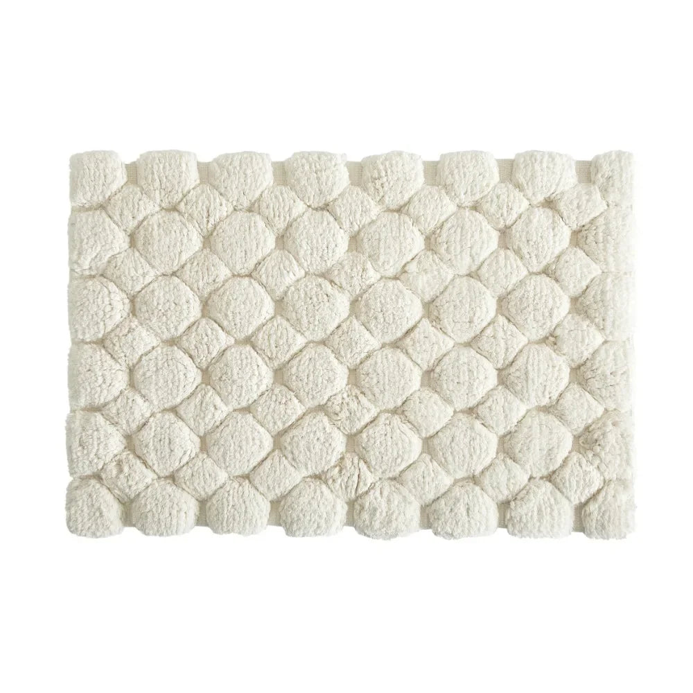 Juego de 2 alfombras de baño de algodón en color marfil – 40x60cm y 50x80cm, lavables a máquina para baño, bañera y ducha