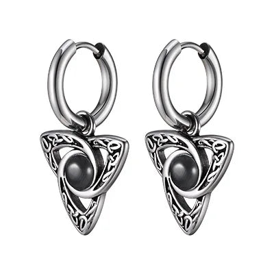 Stainless Steel Moonstone Hoop Earrings for Men | Punk Hip Hop Jewelry Gift