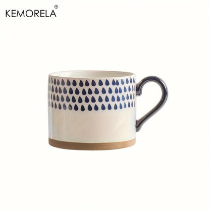KEMORELA 1PCS Taza de cerámica nórdica de 450ML, taza de café con leche con asa, estilo retro, de gran capacidad, para avena, desayuno japonés, juego de regalo