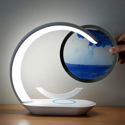 Quicksand Table Lamp USB Wireless Charging 3D Hourglass Desk Night Light