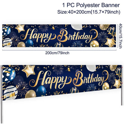 Gold Glitter Happy Birthday Party Backdrop For Photo Black  Happy Birthday Adult Theme Party Decoration Supplies DIY Backdrops