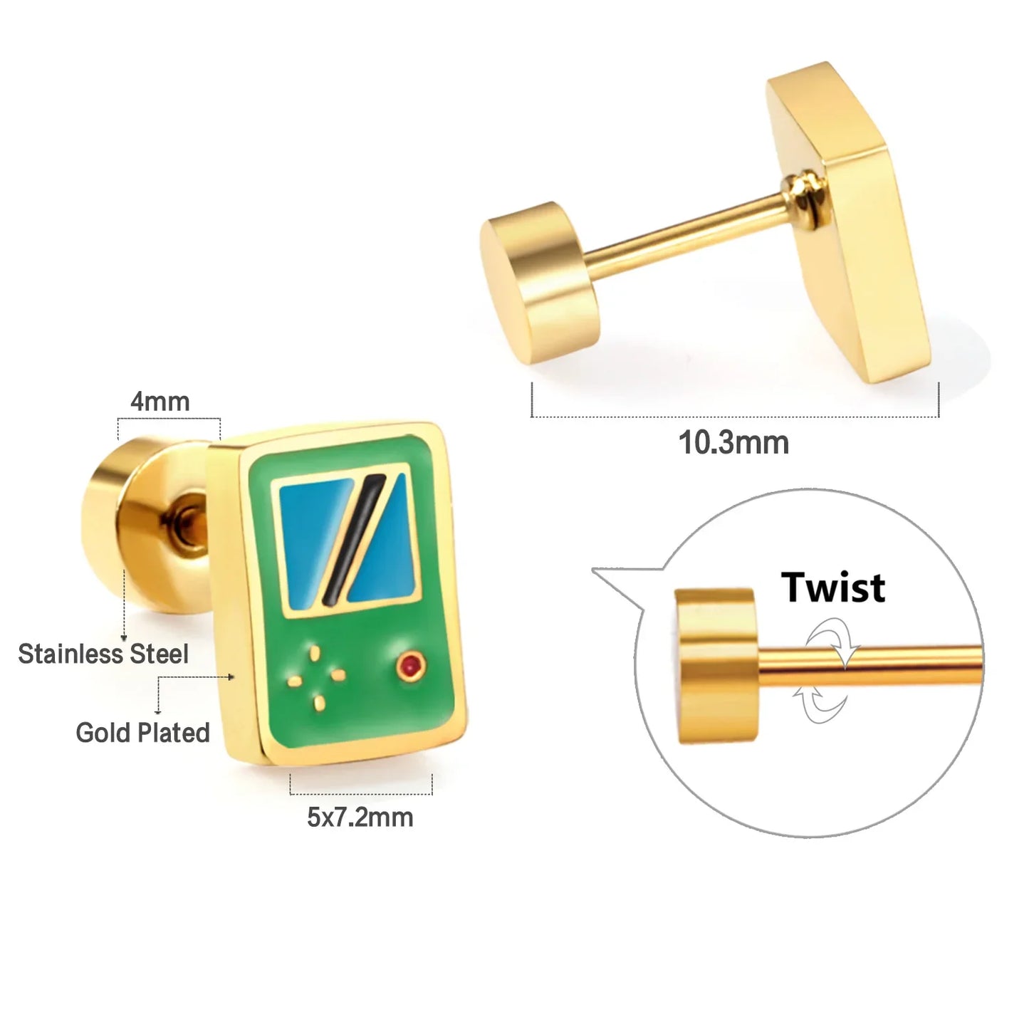 Cute Acrylic Animal Stud Earrings | Surgical Steel Hypoallergenic Earrings for Women and Girls