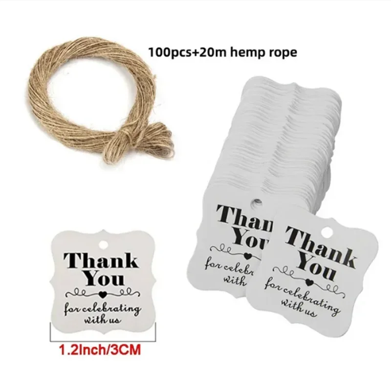 100pcs Kraft Tags with 20m Jute Twine | Handmade Gift Tag Set