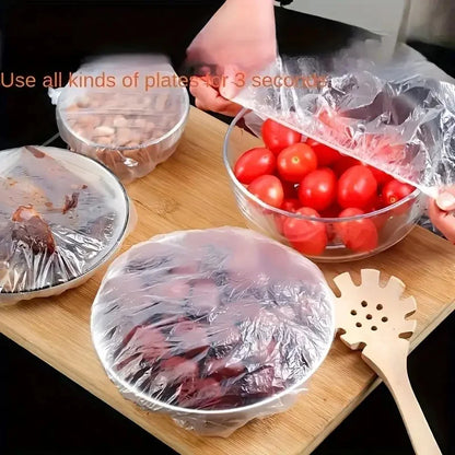 Lot de 100 Couvre-Plats Élastiques Transparents Réutilisables – Couvercles Extensibles en Plastique pour Bols et Assiettes – Hermétiques – Sans Odeur – L'Alternative Parfaite