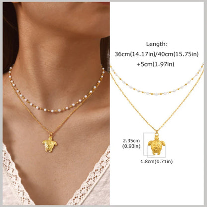 18k Gold Plated Pearl Shell Starfish Necklace | Summer Beach Jewelry for Women