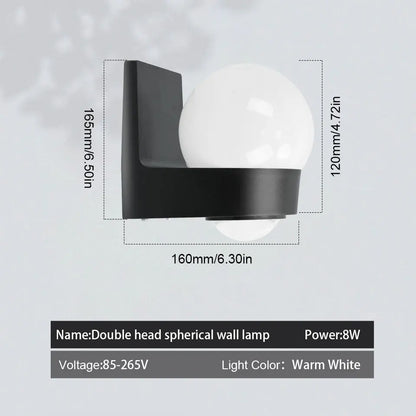 Applique Murale LED Étanche IP66 8W Lampe Extérieure Intérieure pour Porche Balcon