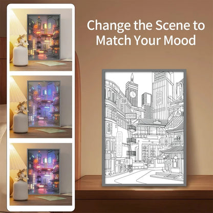 LED Cityscape Night View Light Painting USB Dimmable Wall Art Lamp Home Decor