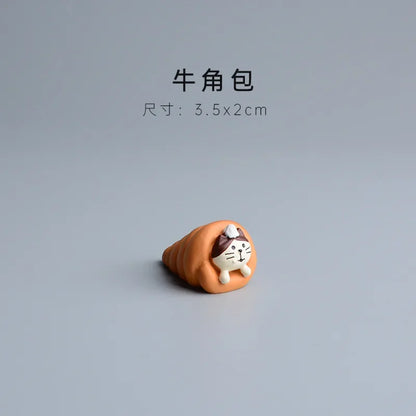 Cute Cat Bread Toast Model Toys Miniature Photography Props Figurines Gift Desktop Ornaments Figurine Decoration Crafts