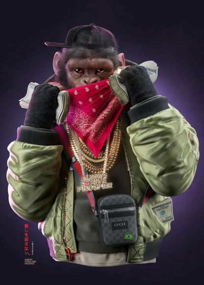 Three Swag Monkeys Canvas Art Posters and Prints Hip Hop Monkey Fashion Paintings on the Wall Art Animals Pictures Room Decor
