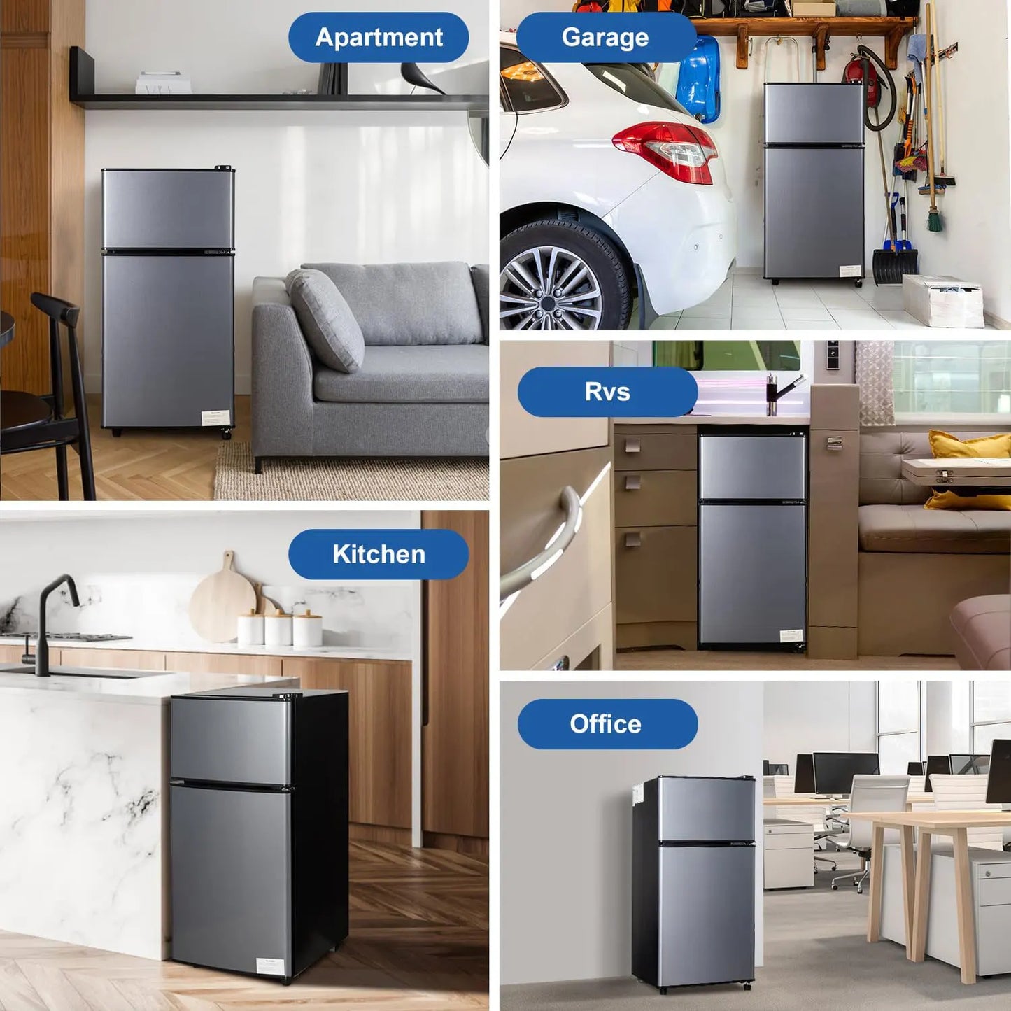 2.9 Cu.Ft Mini Fridge with Freezer Small Energy-Saving Double Door Refrigerator