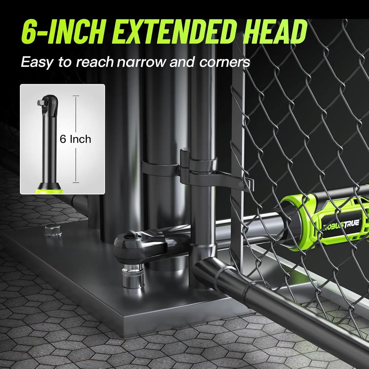 3/8 Inch Cordless Electric Ratchet Wrench Variable Speed 400RPM Extended